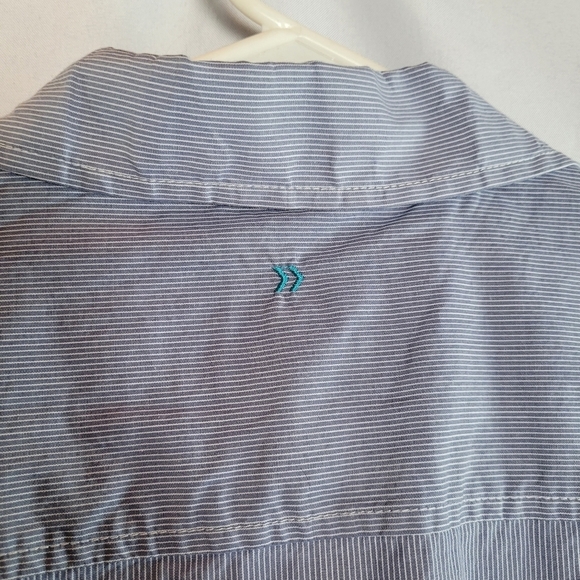 Passport Men's Size M Button Up Micro Stripe Shirt Blue - Picture 7 of 10